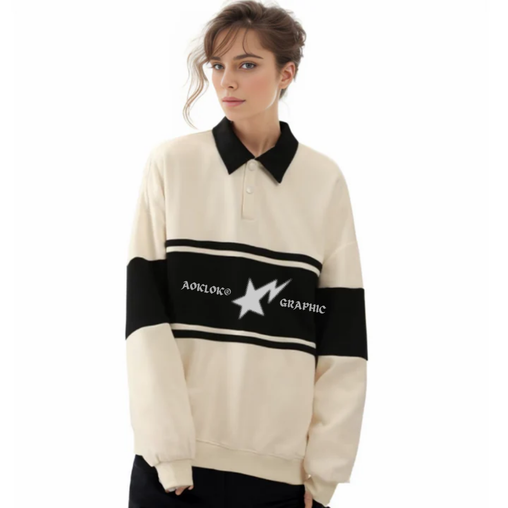AG Star Contrasting Polo Sweatshirt