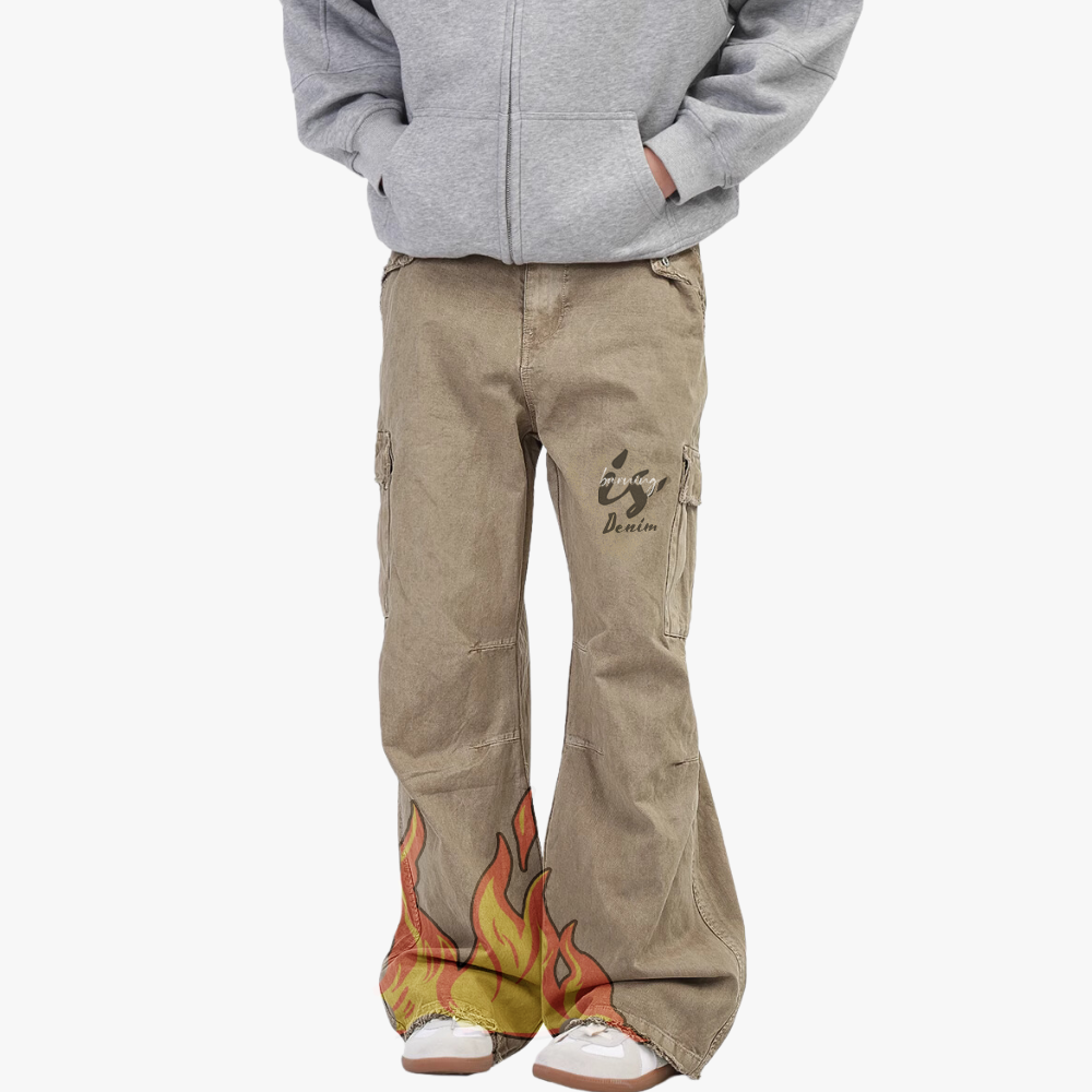 DF Burning Flame Print Jeans