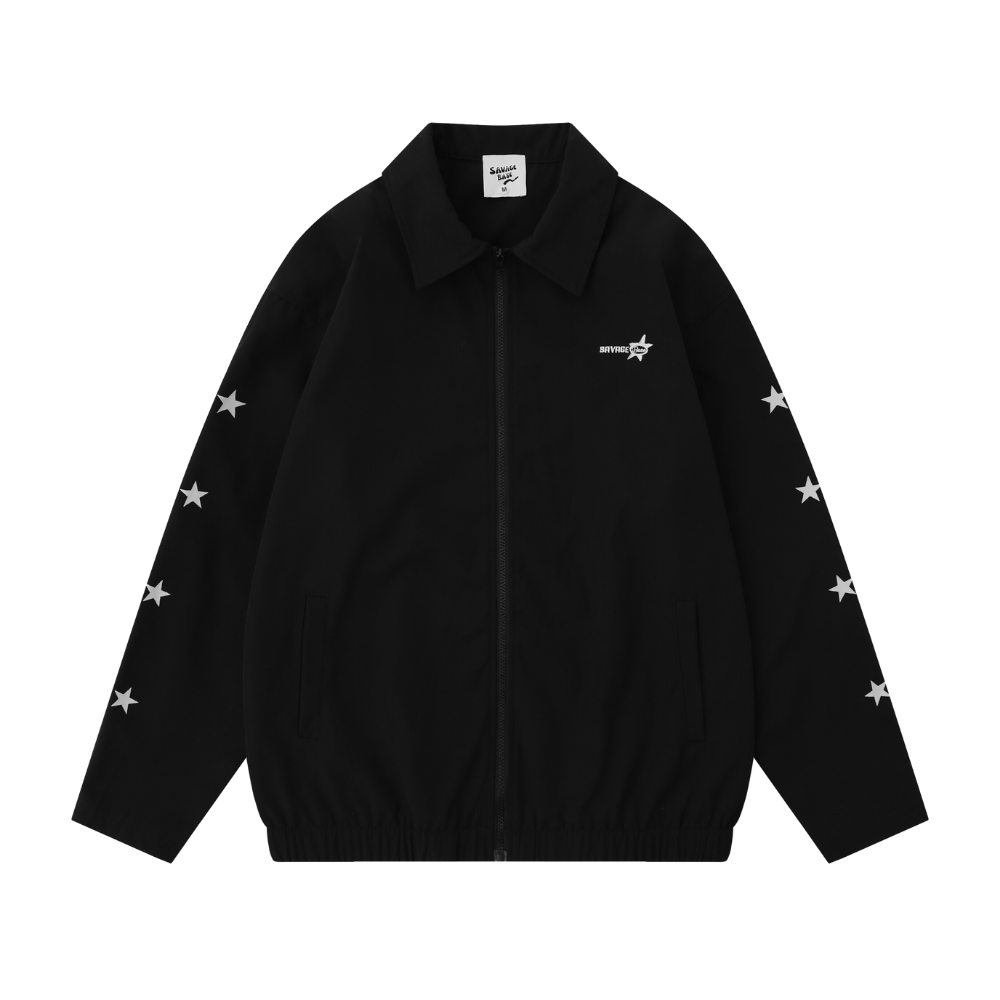 High Street Sleeve Zippers Star Print Jacket