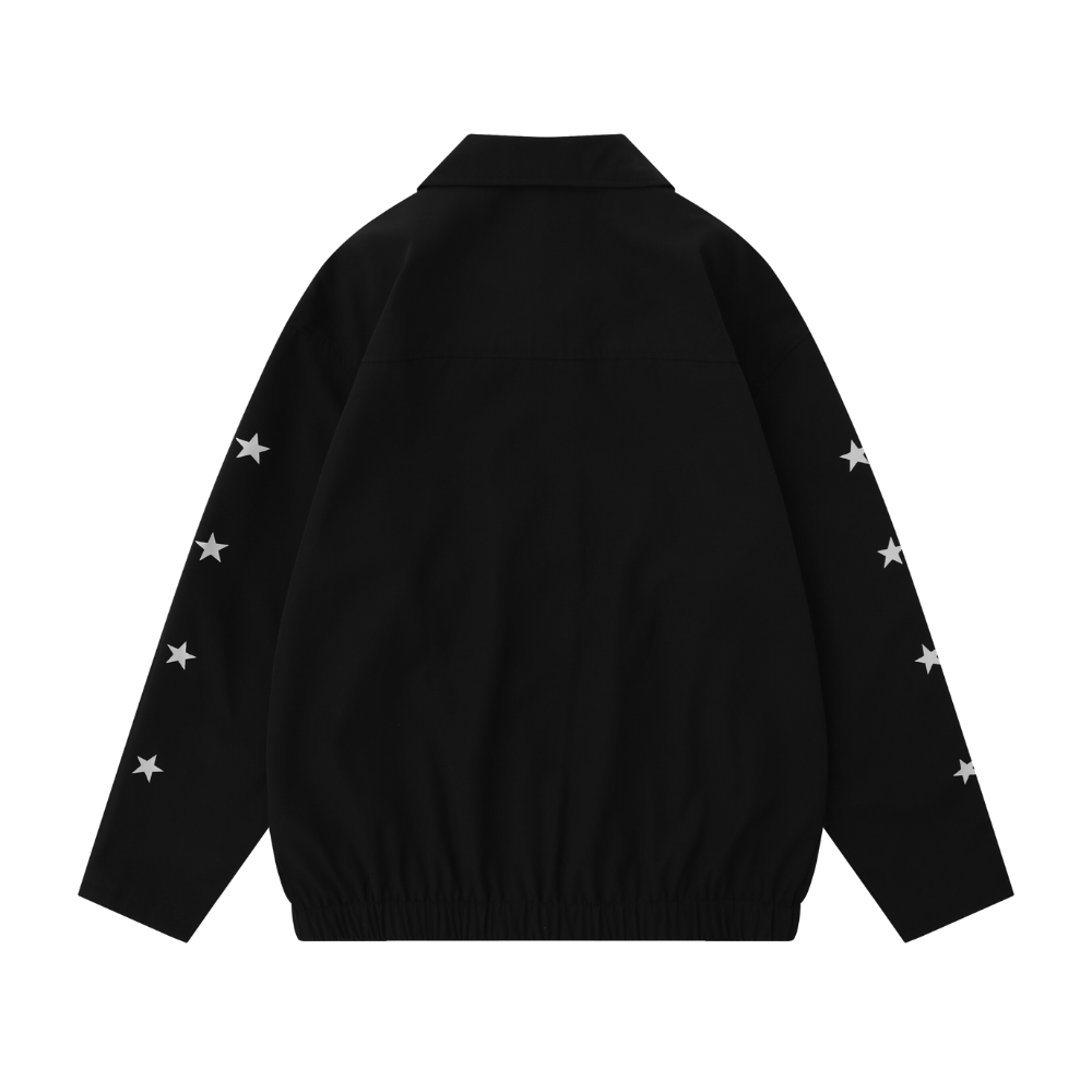 High Street Sleeve Zippers Star Print Jacket