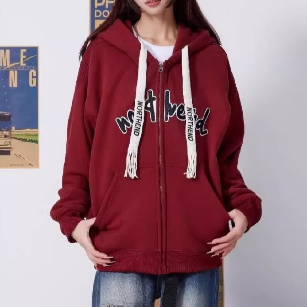 Simple Letters Plush Hoodie