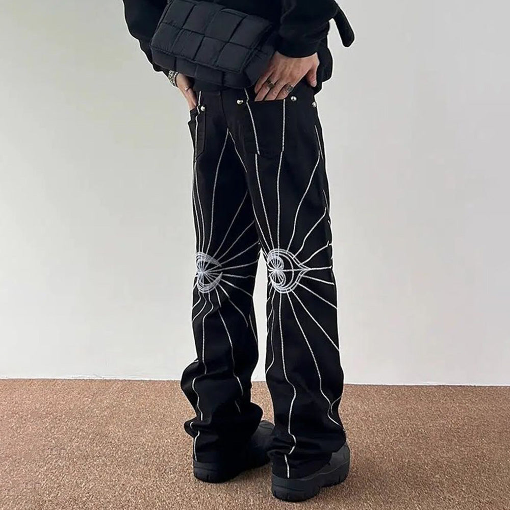 Spider Web Embroidered Jeans
