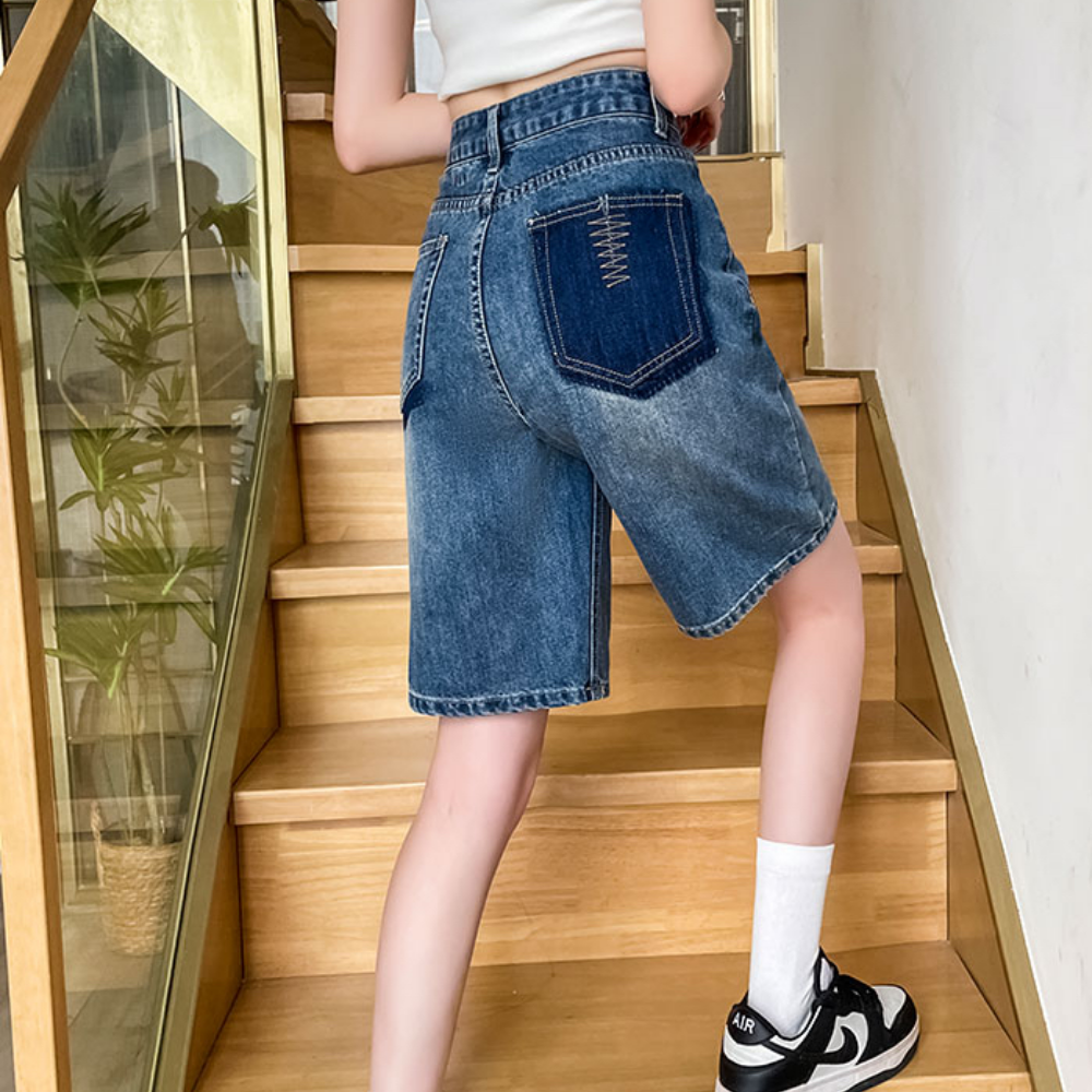 Women's Contrast Color Straight Jorts