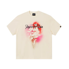 Street Philanthropist Vintage Street Rose Trend Loose Casual Versatile Short Sleeve T-Shirt Details