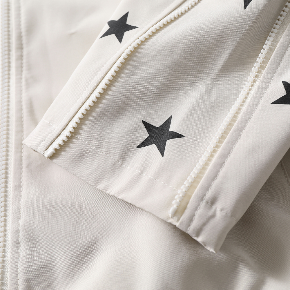 High Street Sleeve Zippers Star Print Jacket