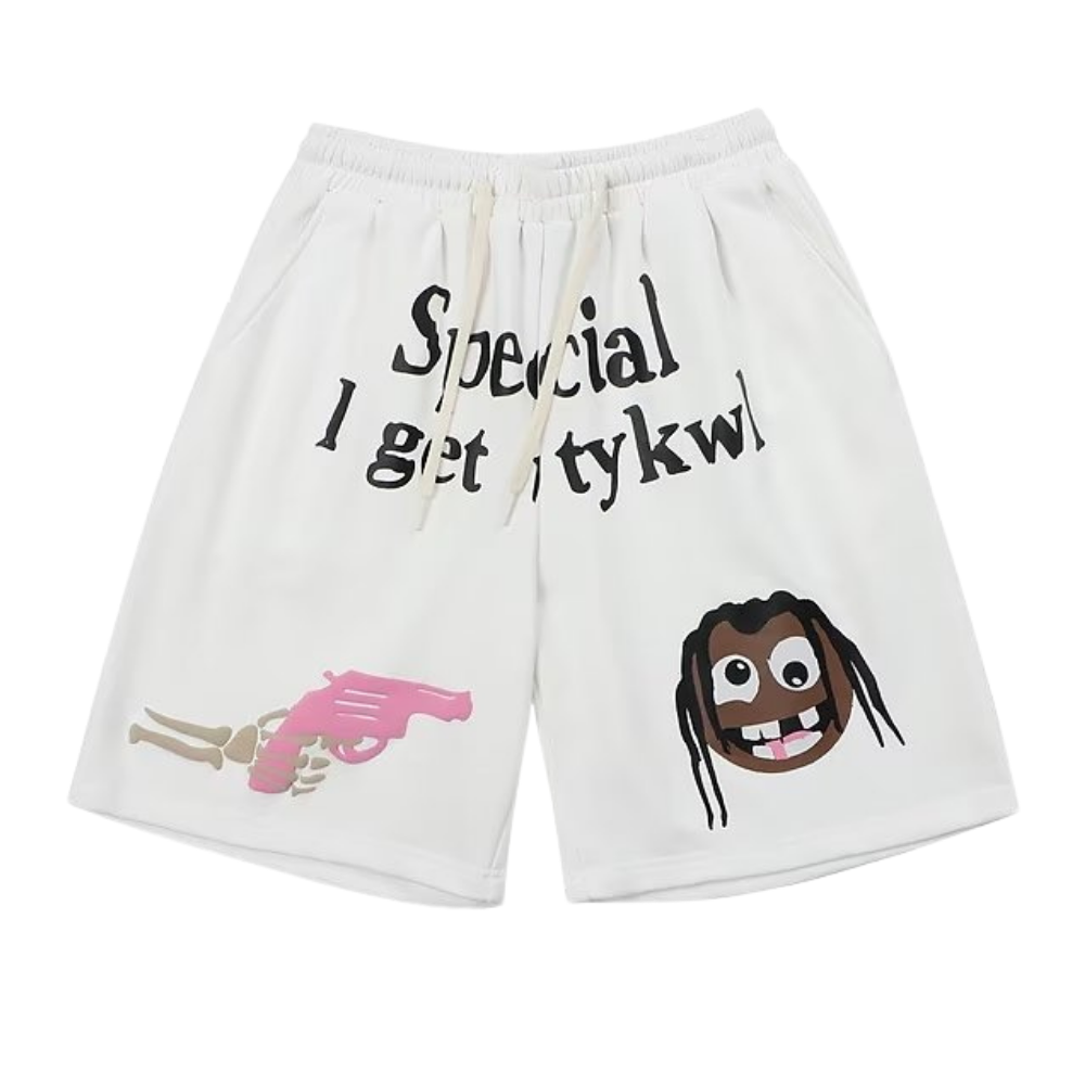 Cute Pistol Clown Foam Print Shorts