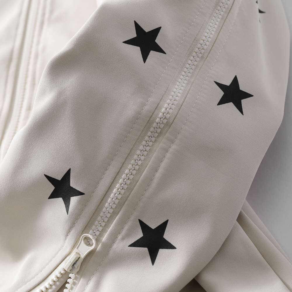 High Street Sleeve Zippers Star Print Jacket
