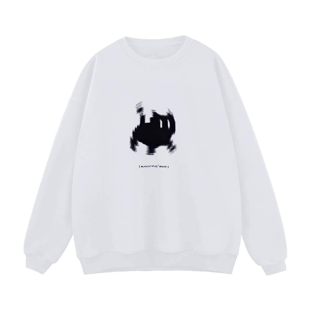 Minimalist Fuzzy Kitten Print Sweatshirt