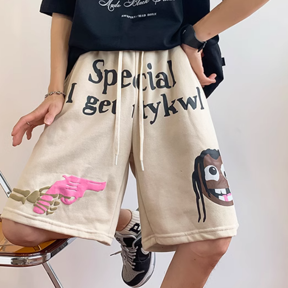 Cute Pistol Clown Foam Print Shorts