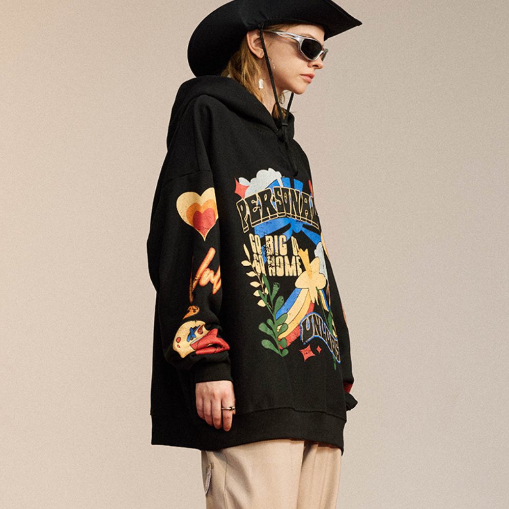Floral Heart Print Hoodie