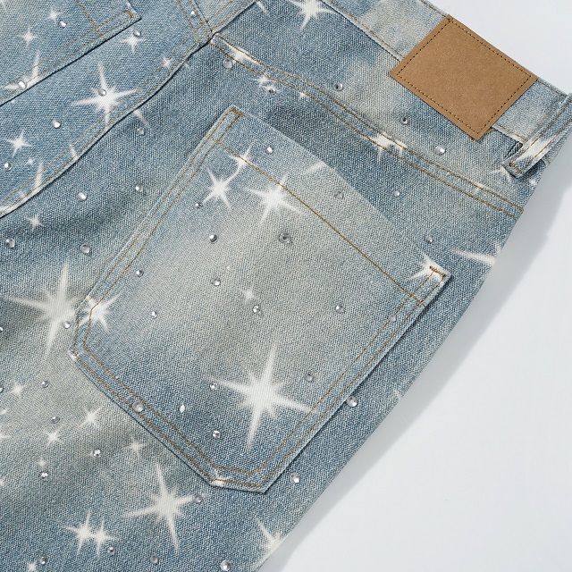 LoopStone Crystal Wash Wide-Leg Shining Stars Jeans