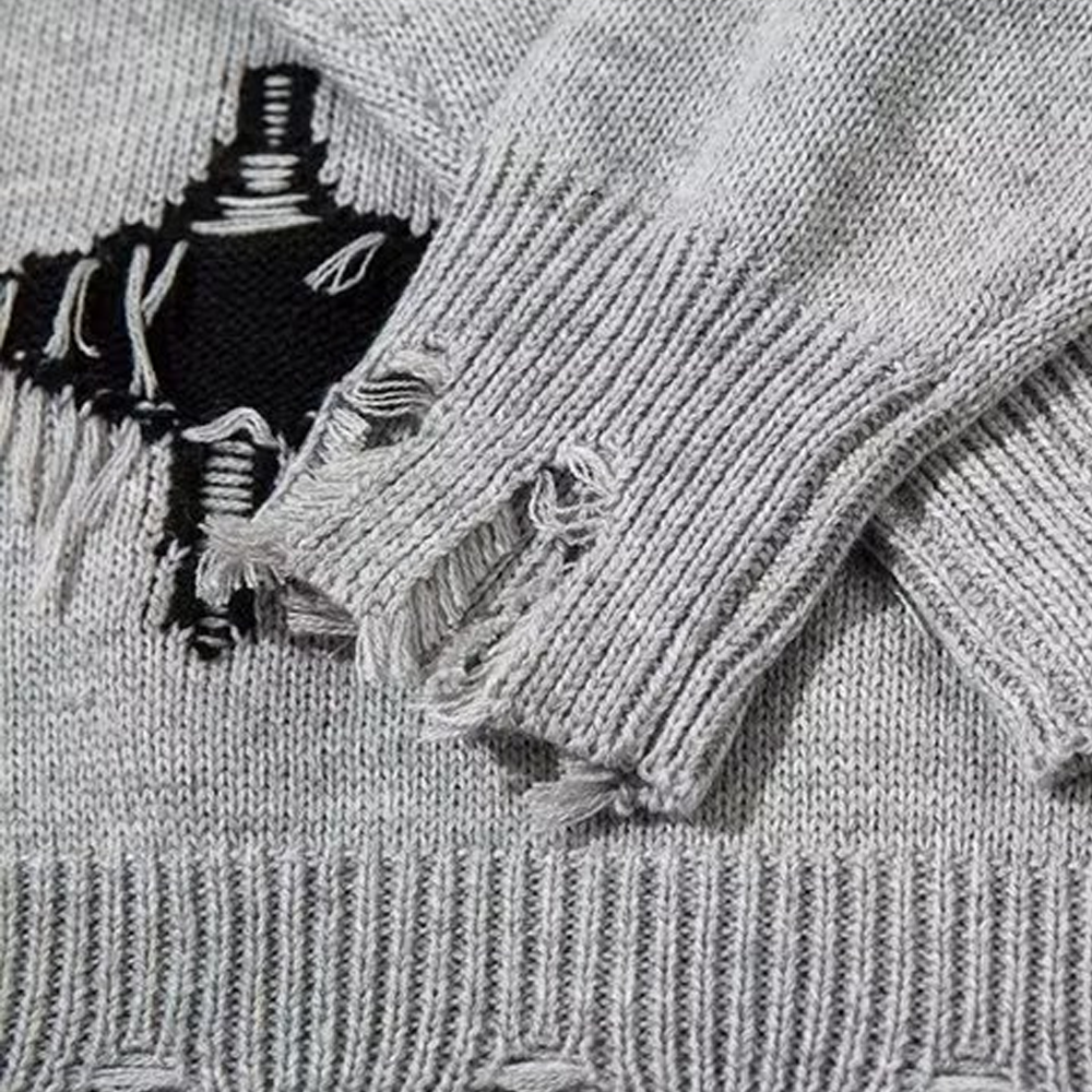 Retro Hole Cross Sweater