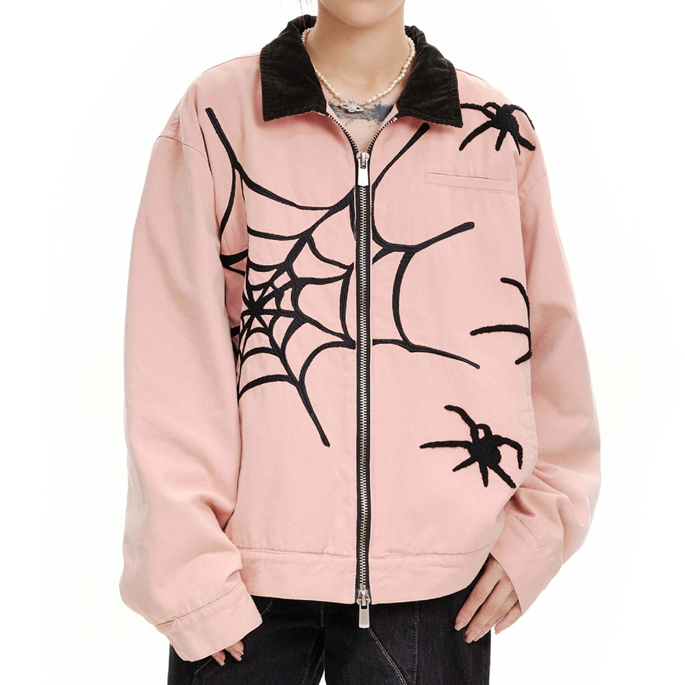 Harajuku Spider Embroidered Zipper Jacket