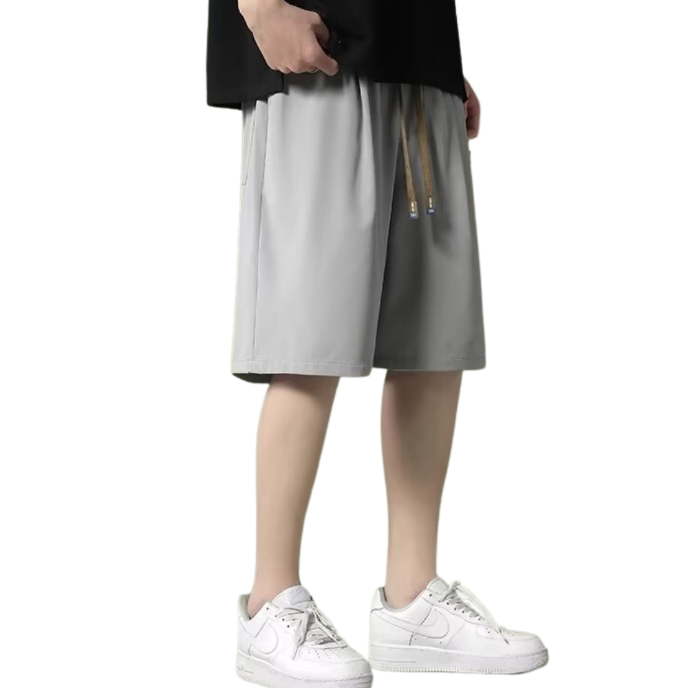 Relaxed Solid Drawstring Shorts