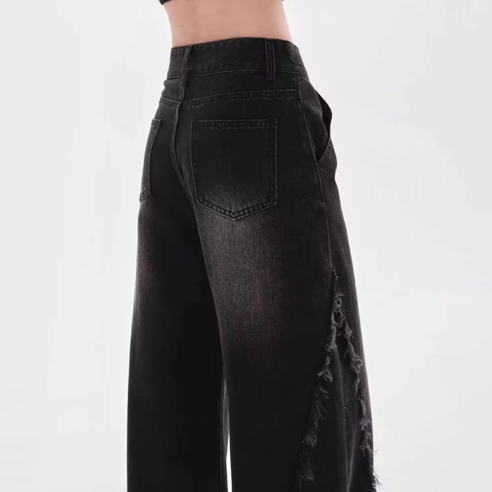 Women's Side Raw Hem Jeans
