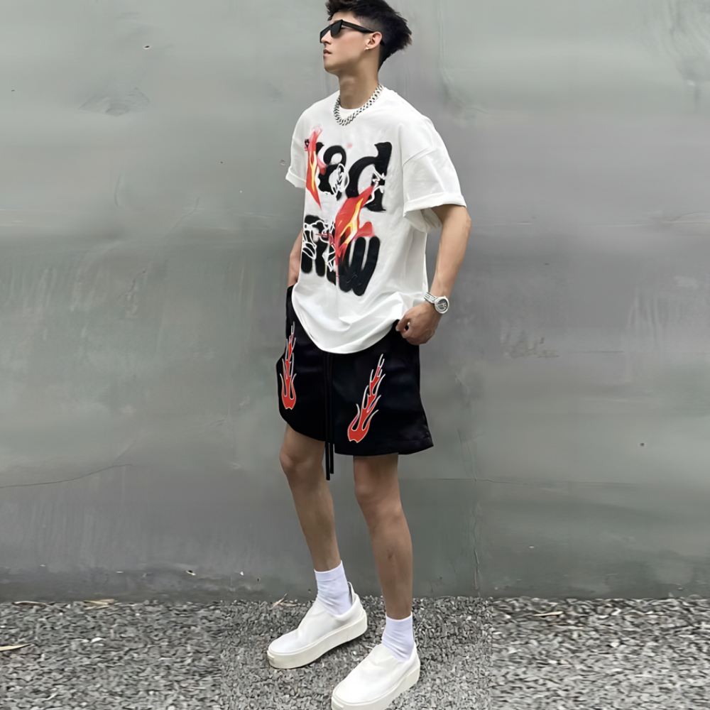 High Street Flame Print Shorts