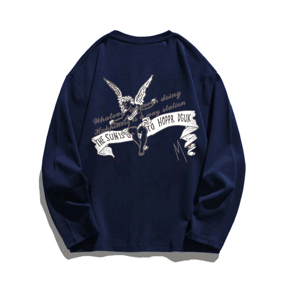 Cute Guardian Angel Print Sweatshirt