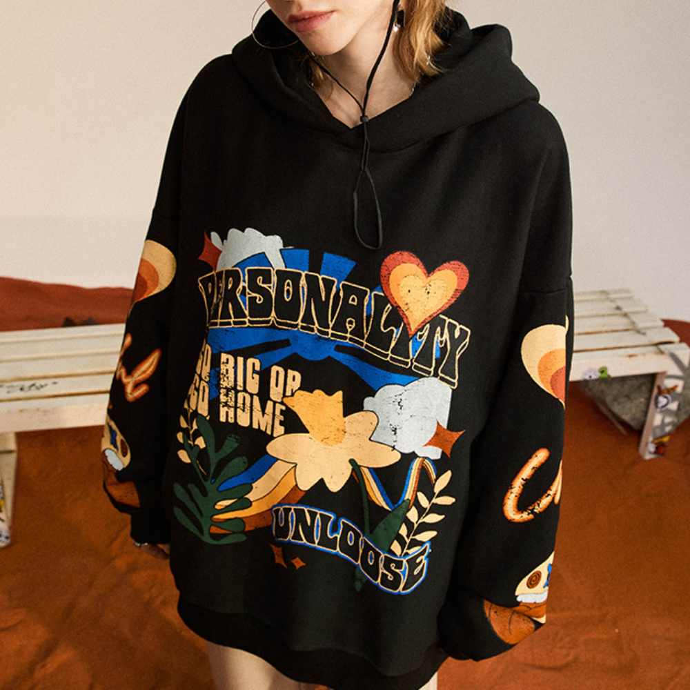Floral Heart Print Hoodie