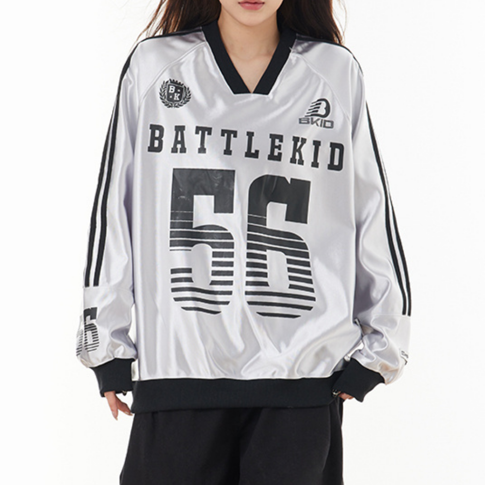 Hip Hop V-Neck Silk Raglan Sweatshirt
