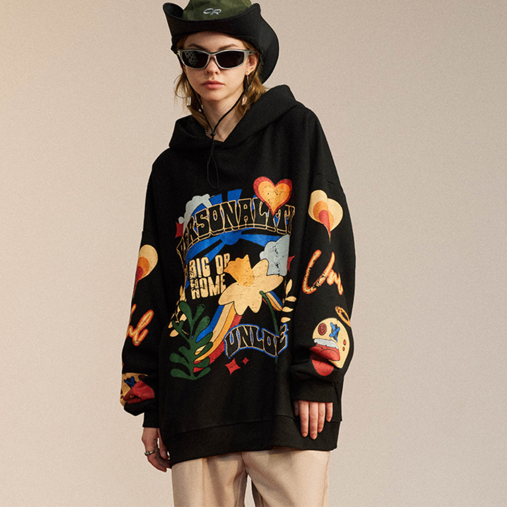Floral Heart Print Hoodie