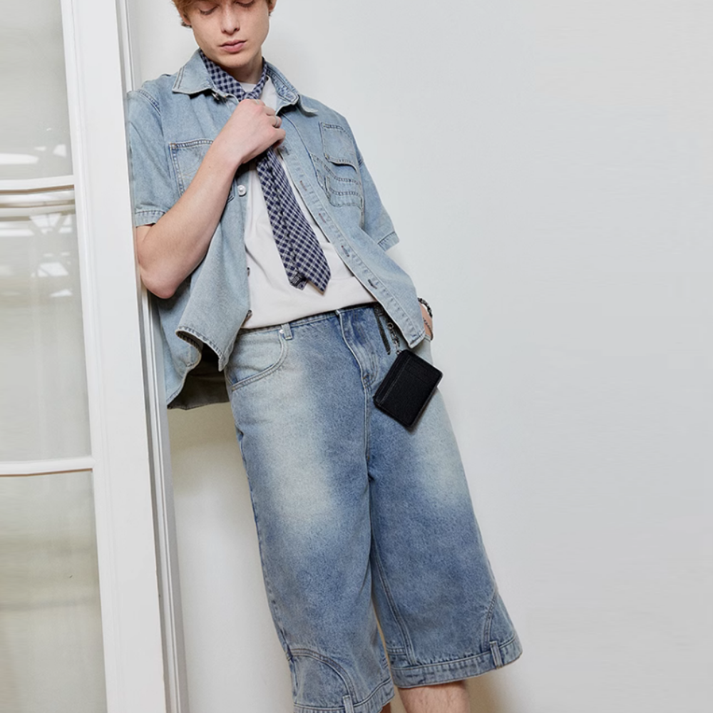 Retro Inverted Denim Shorts
