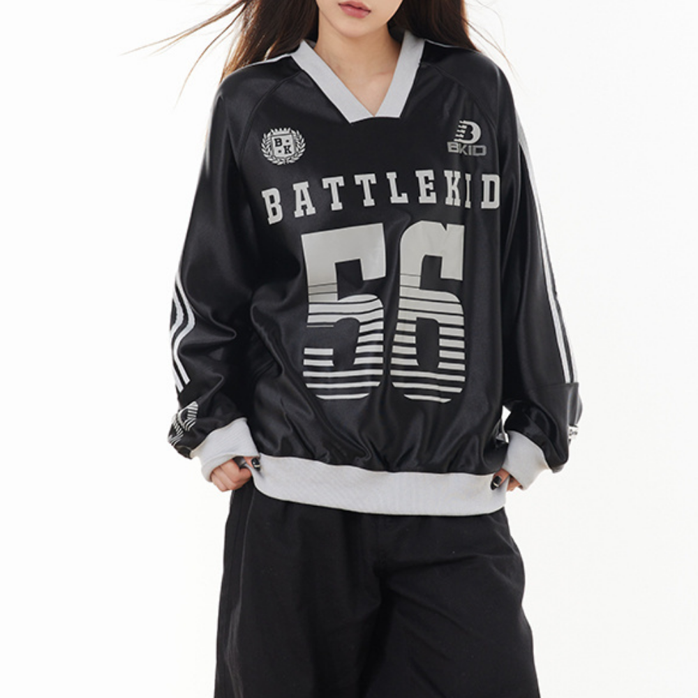 Hip Hop V-Neck Silk Raglan Sweatshirt