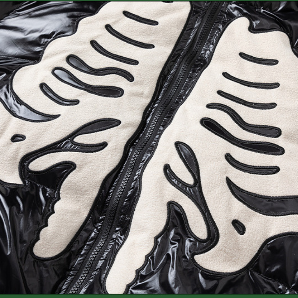 Halloween Skeleton Patch Hooded Coat