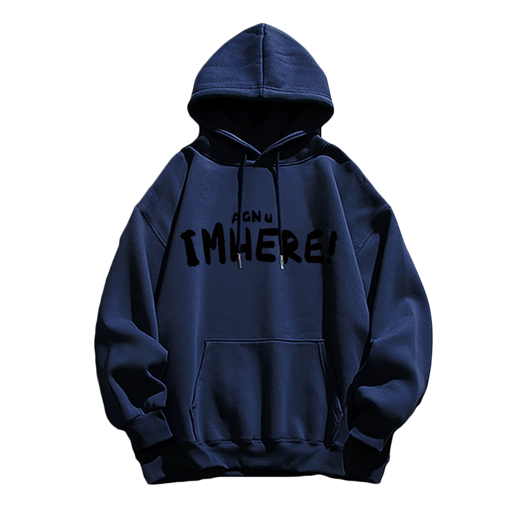 I am Here Letter Print Hoodie