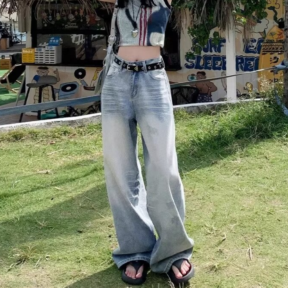 Women's American Loose Floor-Mopping Jeans