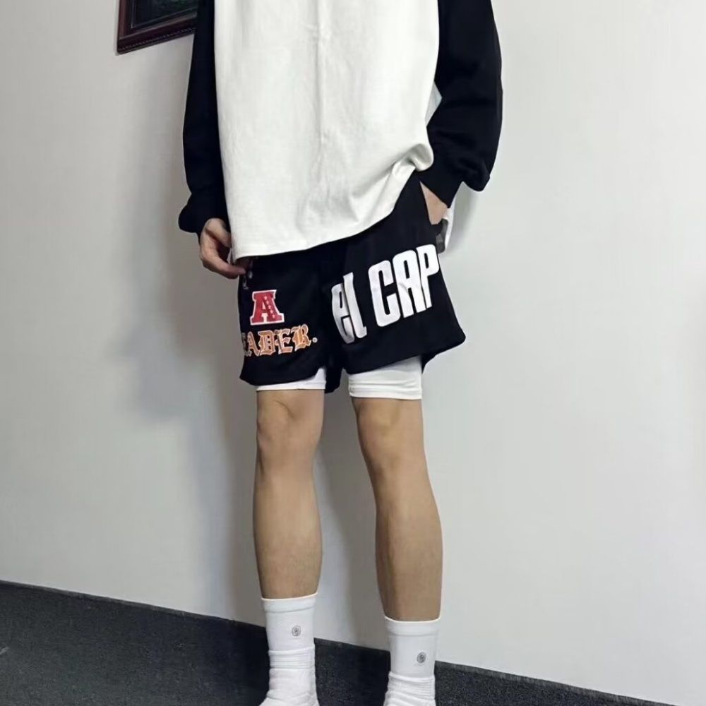 American Bee Letter Print Shorts