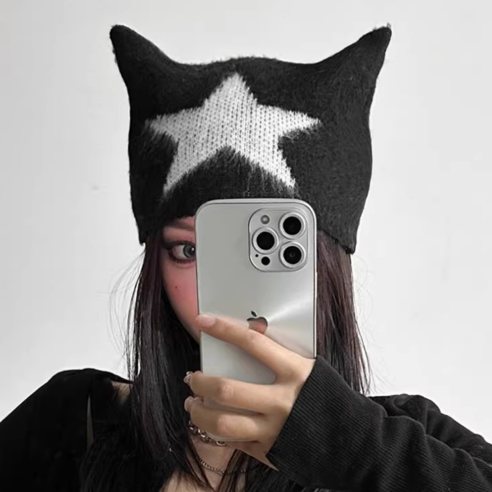 Y2k Star Jacquard Knitted Hat