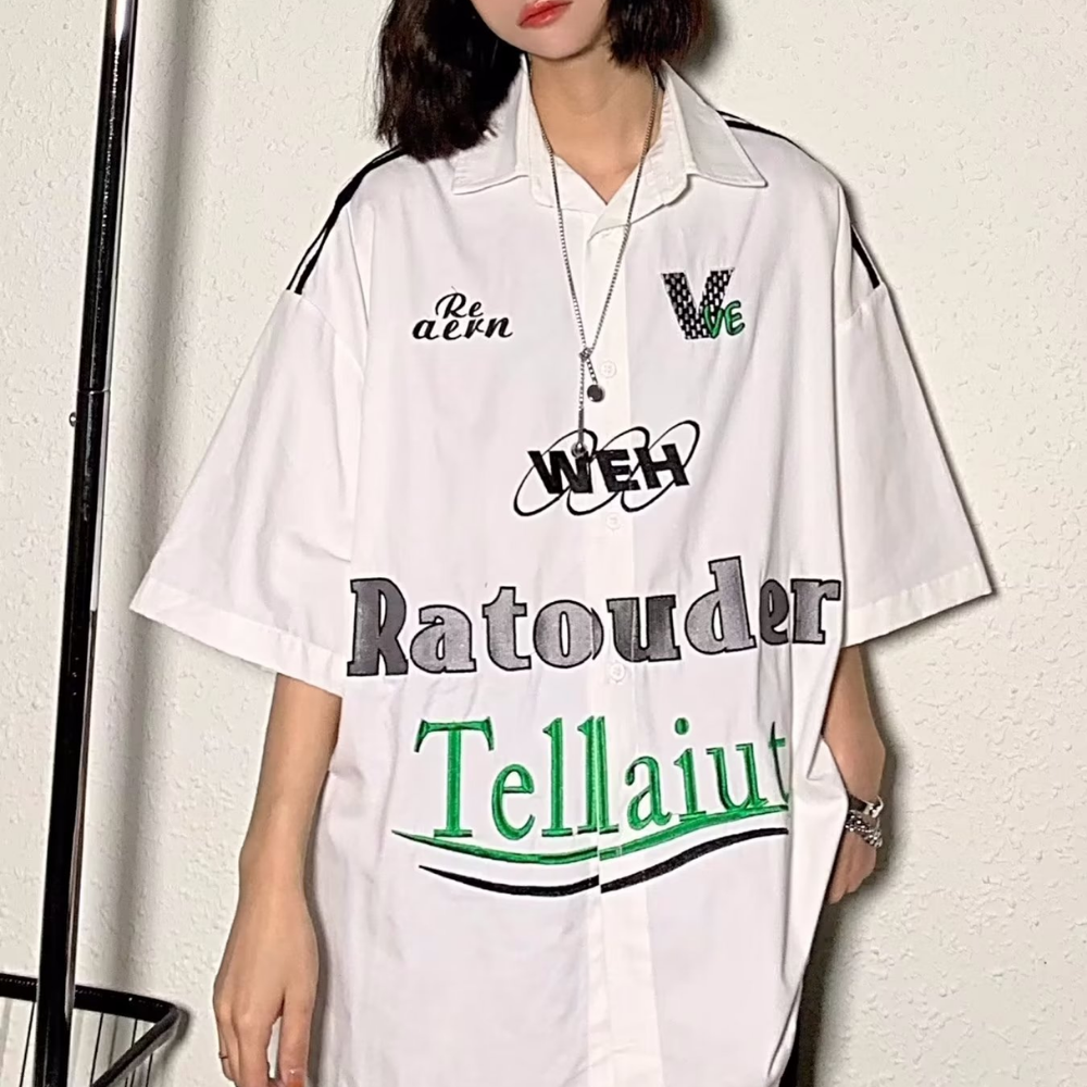 Hip Hop Letter Racing Shirt