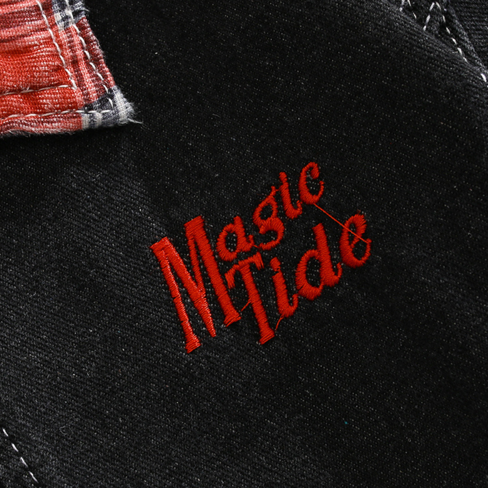 American Plaid Collar Patch Jacket