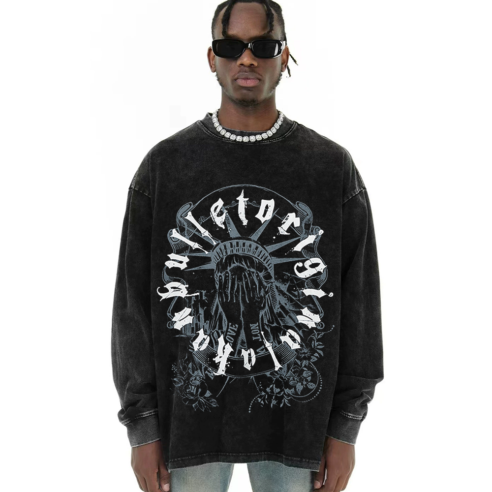 Statue Of Liberty Letters Circle Long-Sleeve Shirt