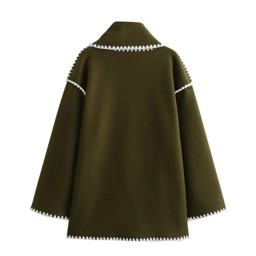 Women's Sarf Patchwork Woolen Coat