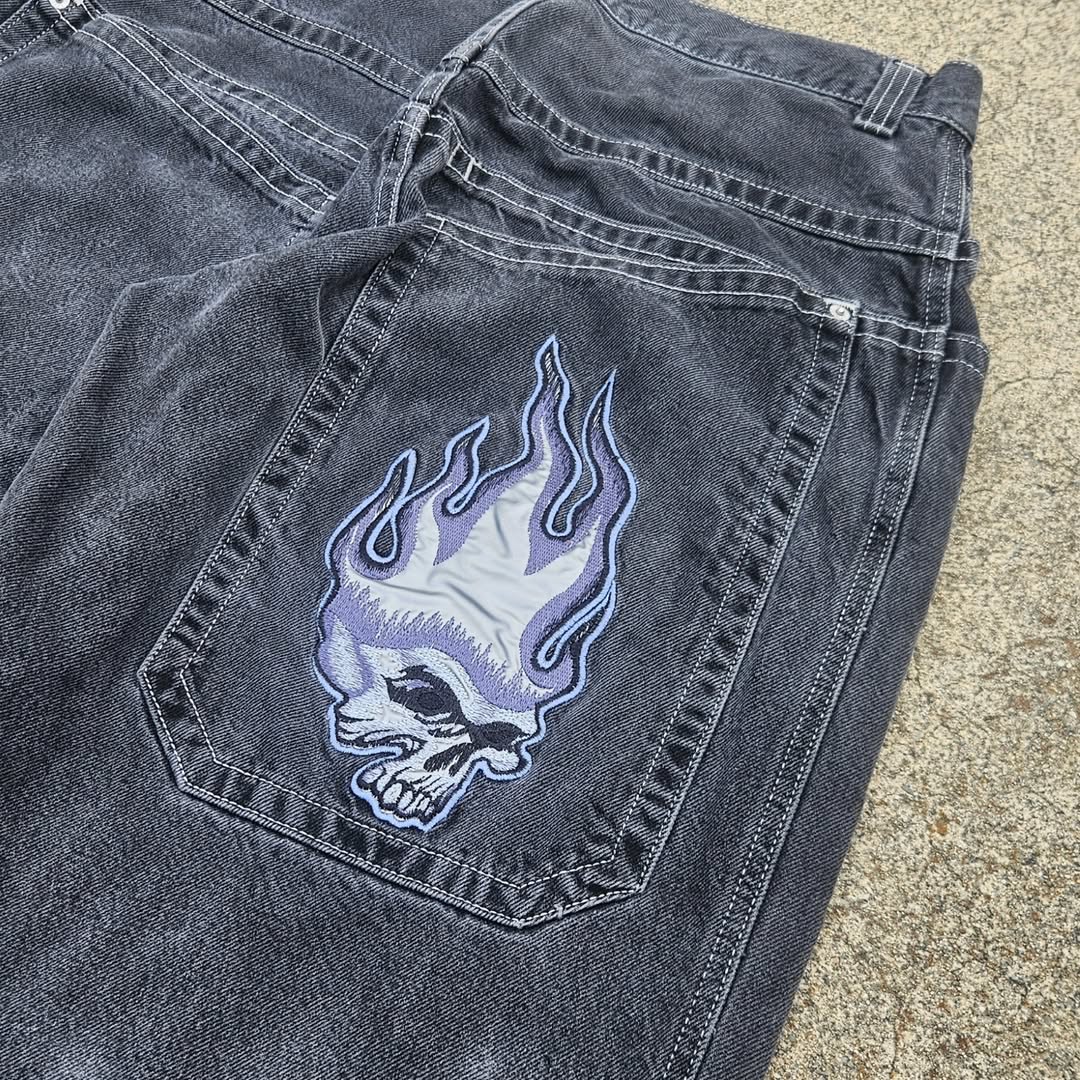 BAGGOUT American inmortal skull street loose casual jeans for men and women