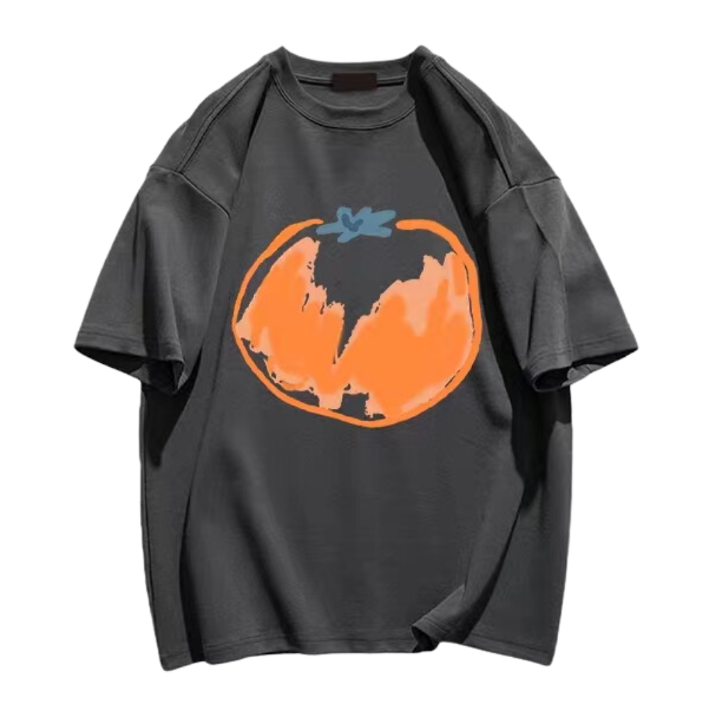 Simple Graffiti Tangerine Print T-shirt