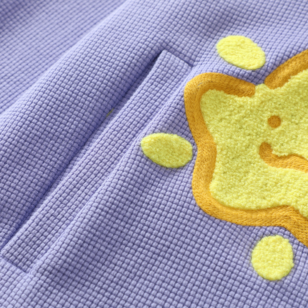 Cute Star Waffle Fabric Zipper Hoodies