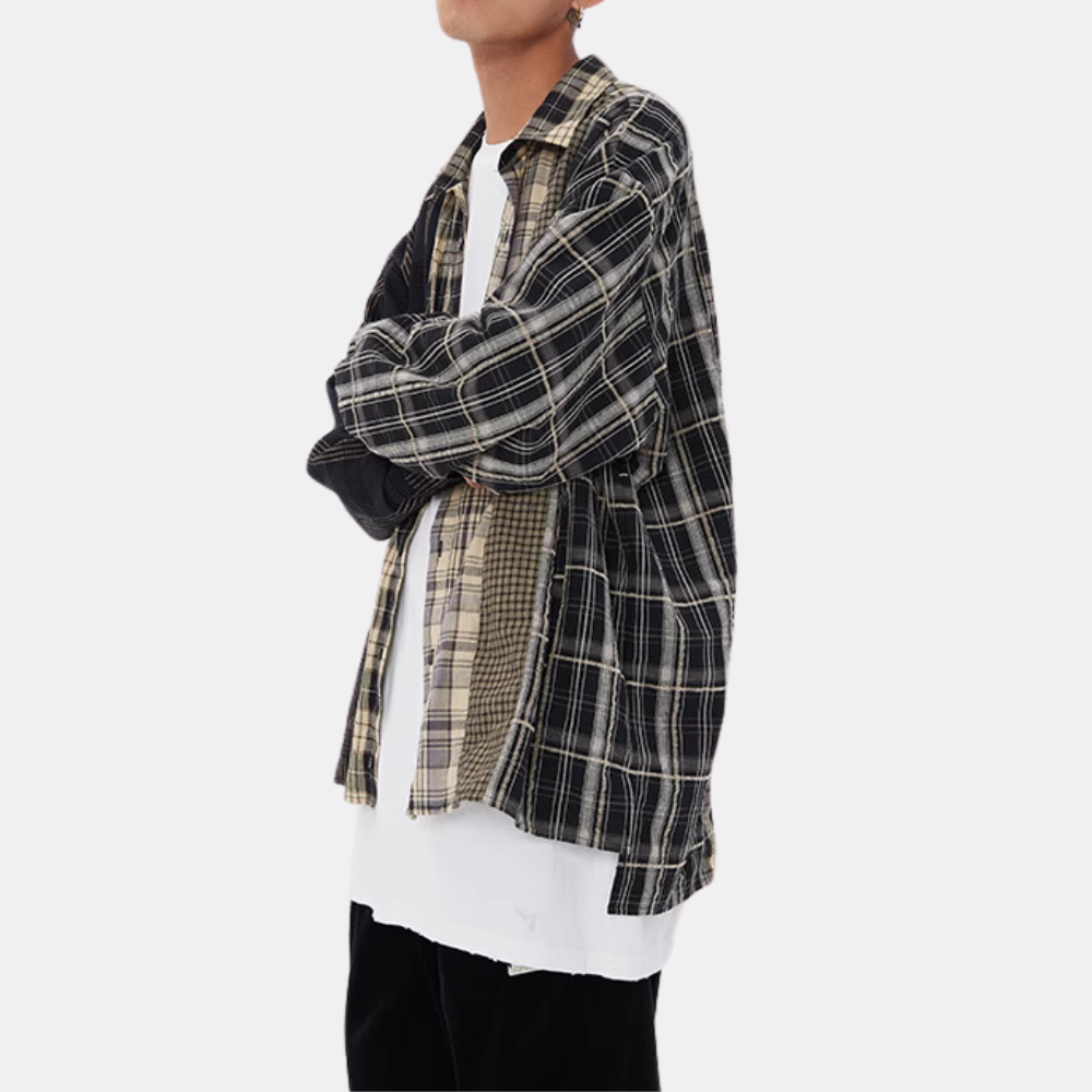 Vintage Patchwork Plaid Shirt