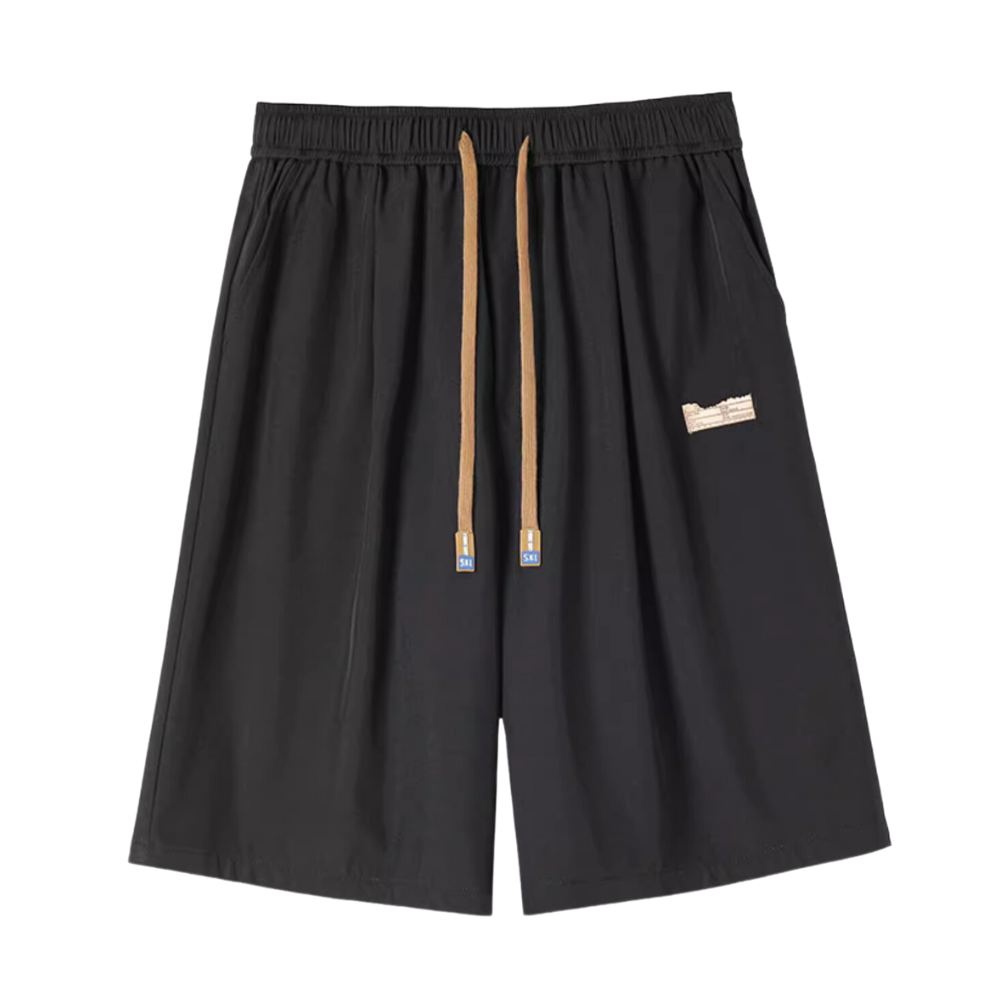 Relaxed Solid Drawstring Shorts