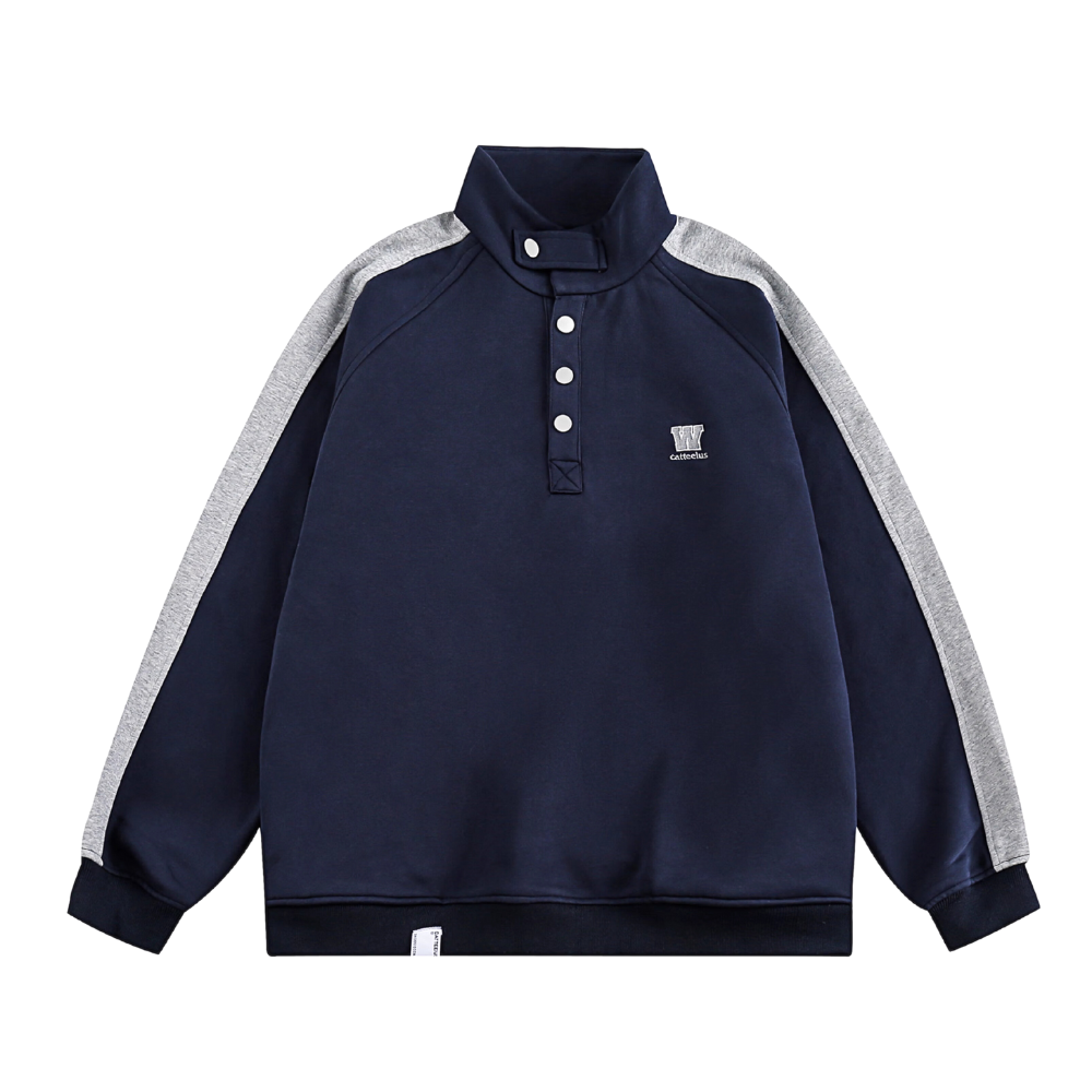 Japanese Urban W letter Polo sweatshirt