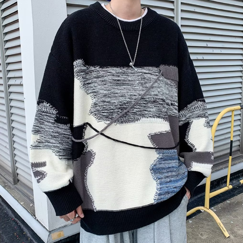 Irregular Contrasting Color Design Sweater