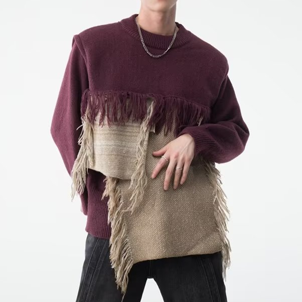 Heavy Design Tassel Splicing Sweater
