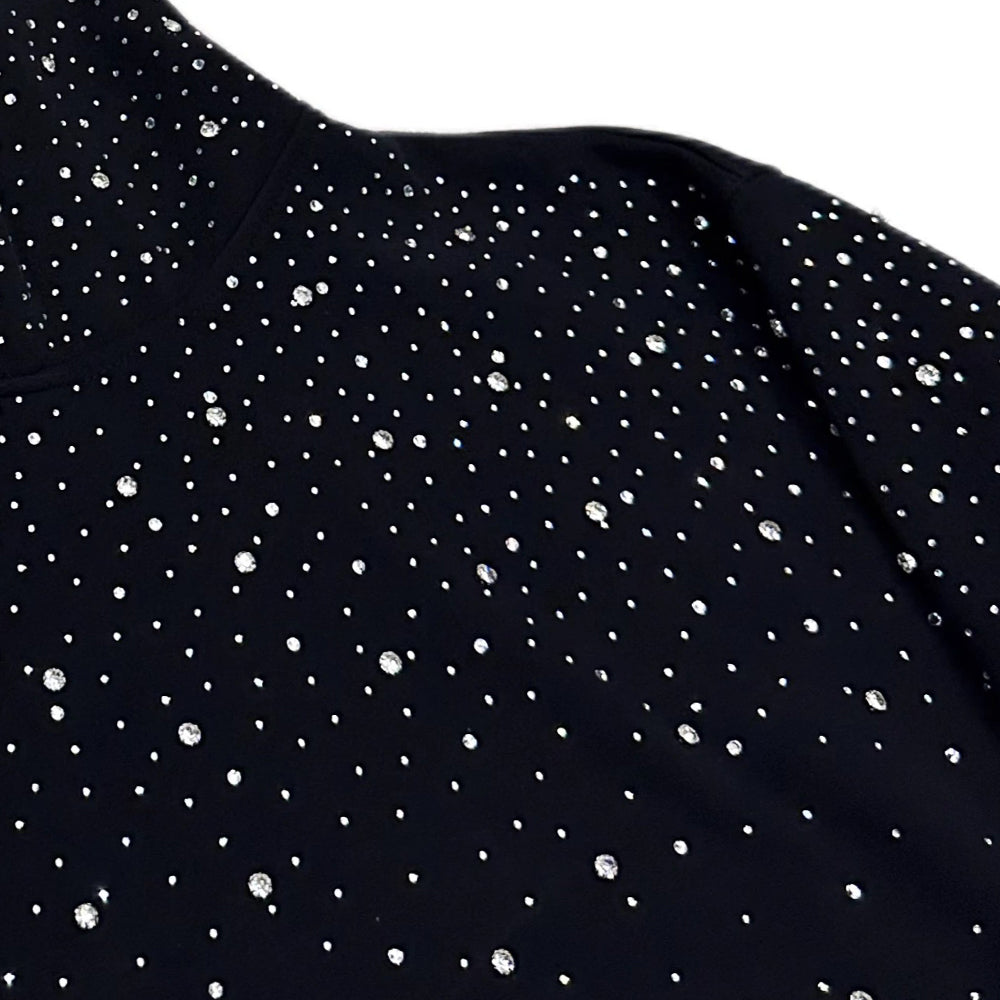 LoopStone Black Rhinestone Full-Zip Hoodie