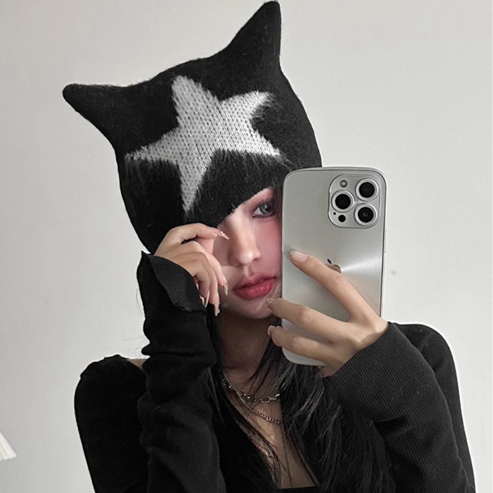 Y2k Star Jacquard Knitted Hat