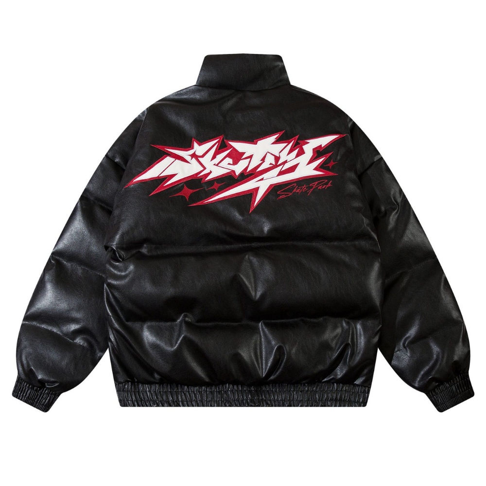 Star Letter Patch Stand Collar Coat