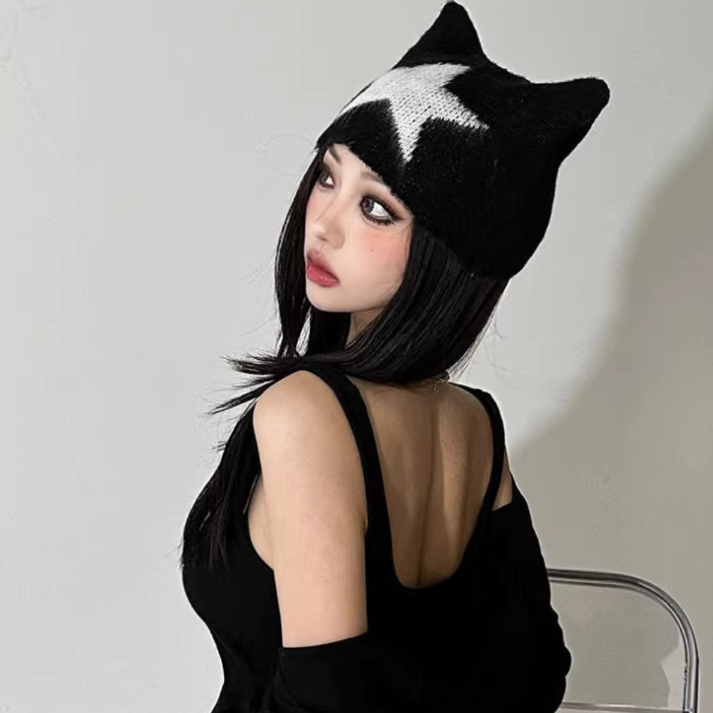 Y2k Star Jacquard Knitted Hat