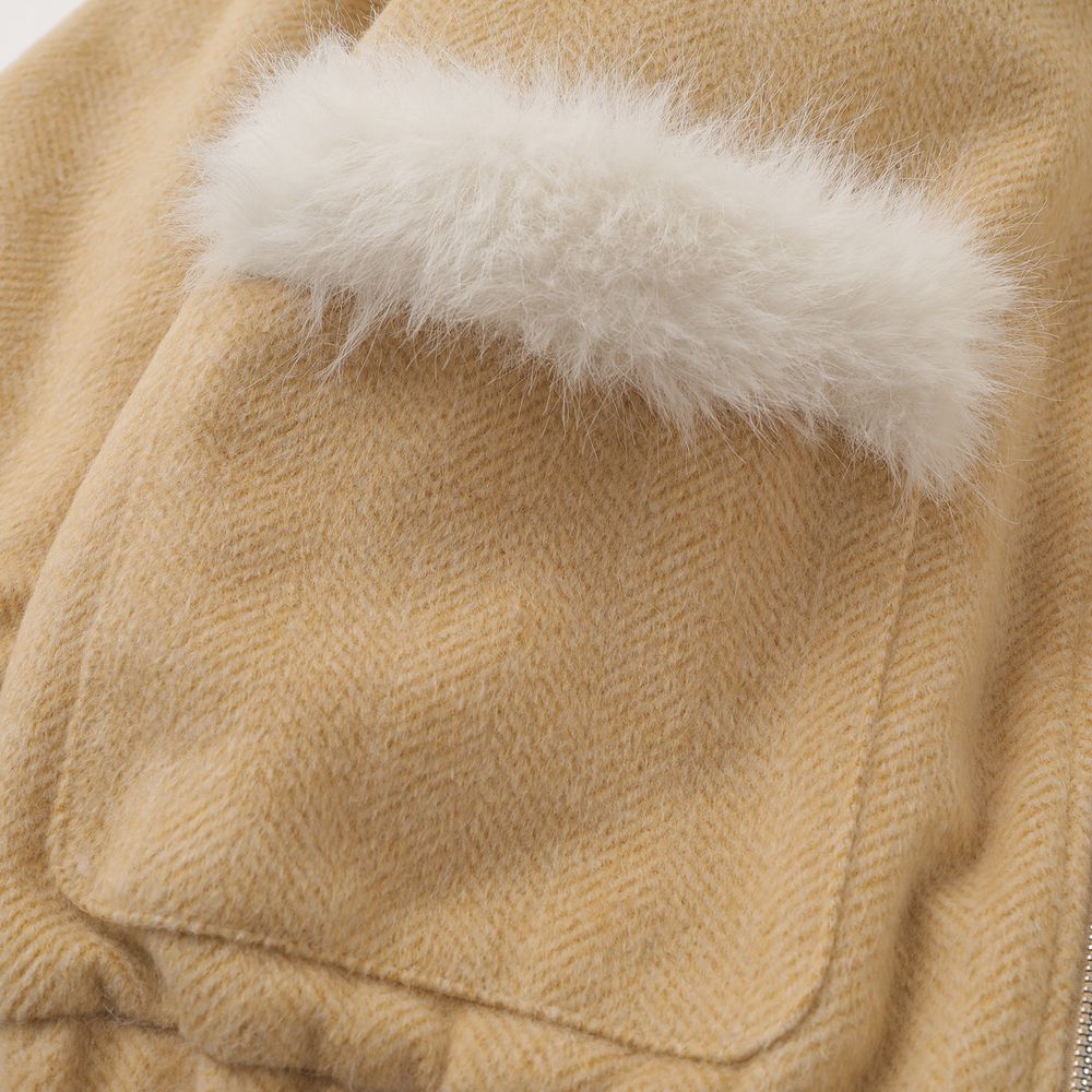 【NOW TREND】Suede Fur Collar Zip Coat