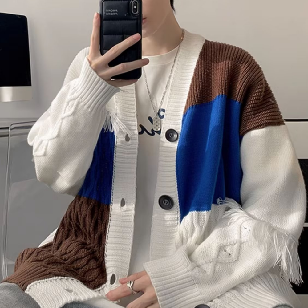 Classic Patchwork Knit Cardigan