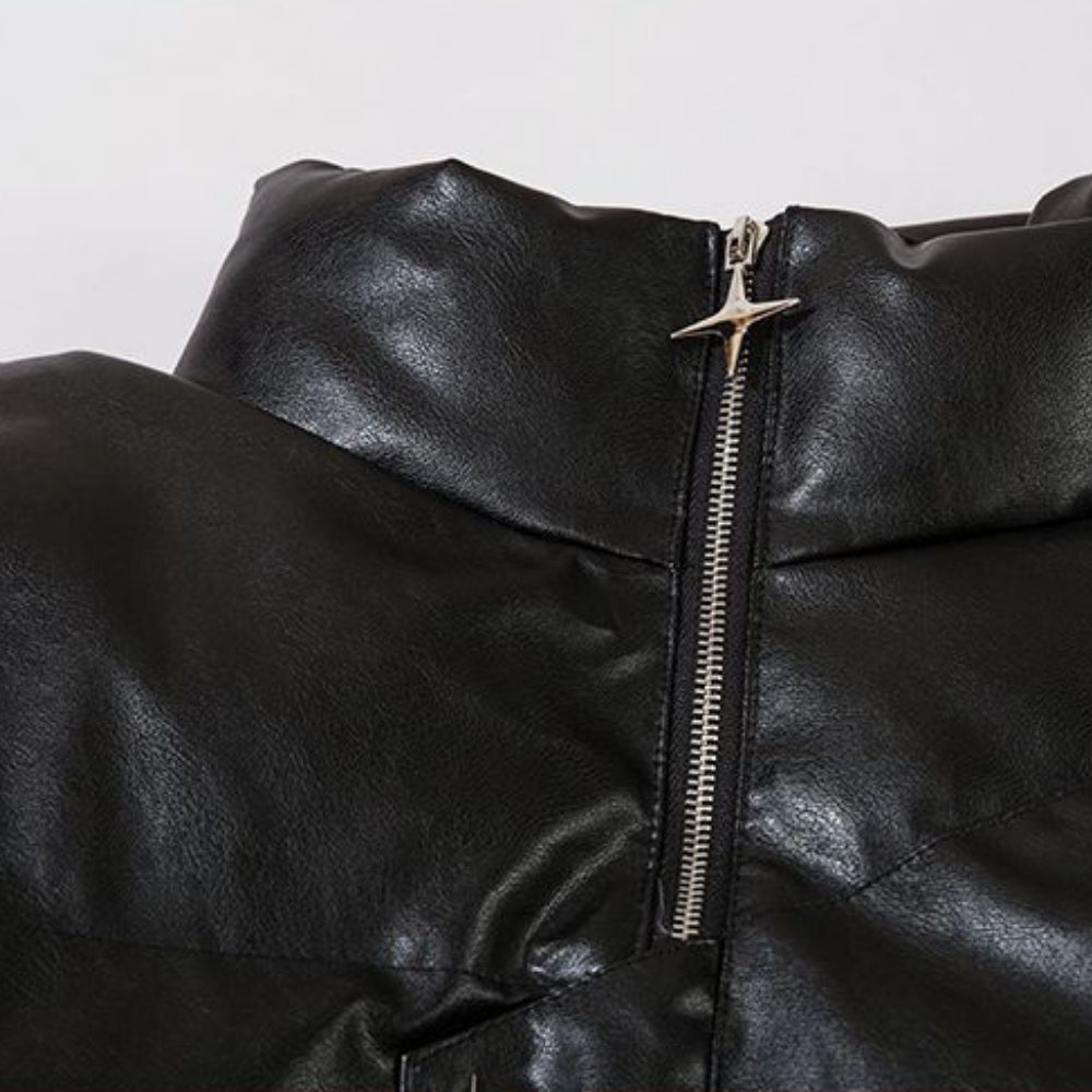 Star Letter Patch Stand Collar Coat